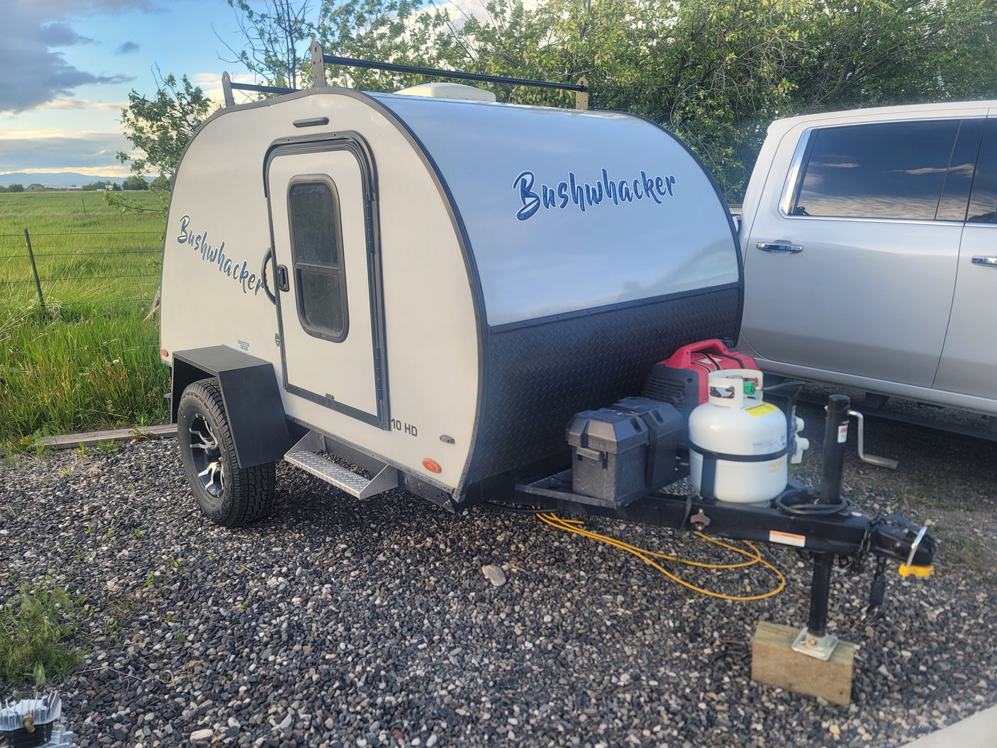 Bushwhacker teardrop camper for RV rental. Ready for outdoor adventure & camping.