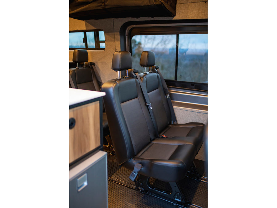 and controls for mobile living.|Step inside this rv rental: featuring a modern kitchen sink