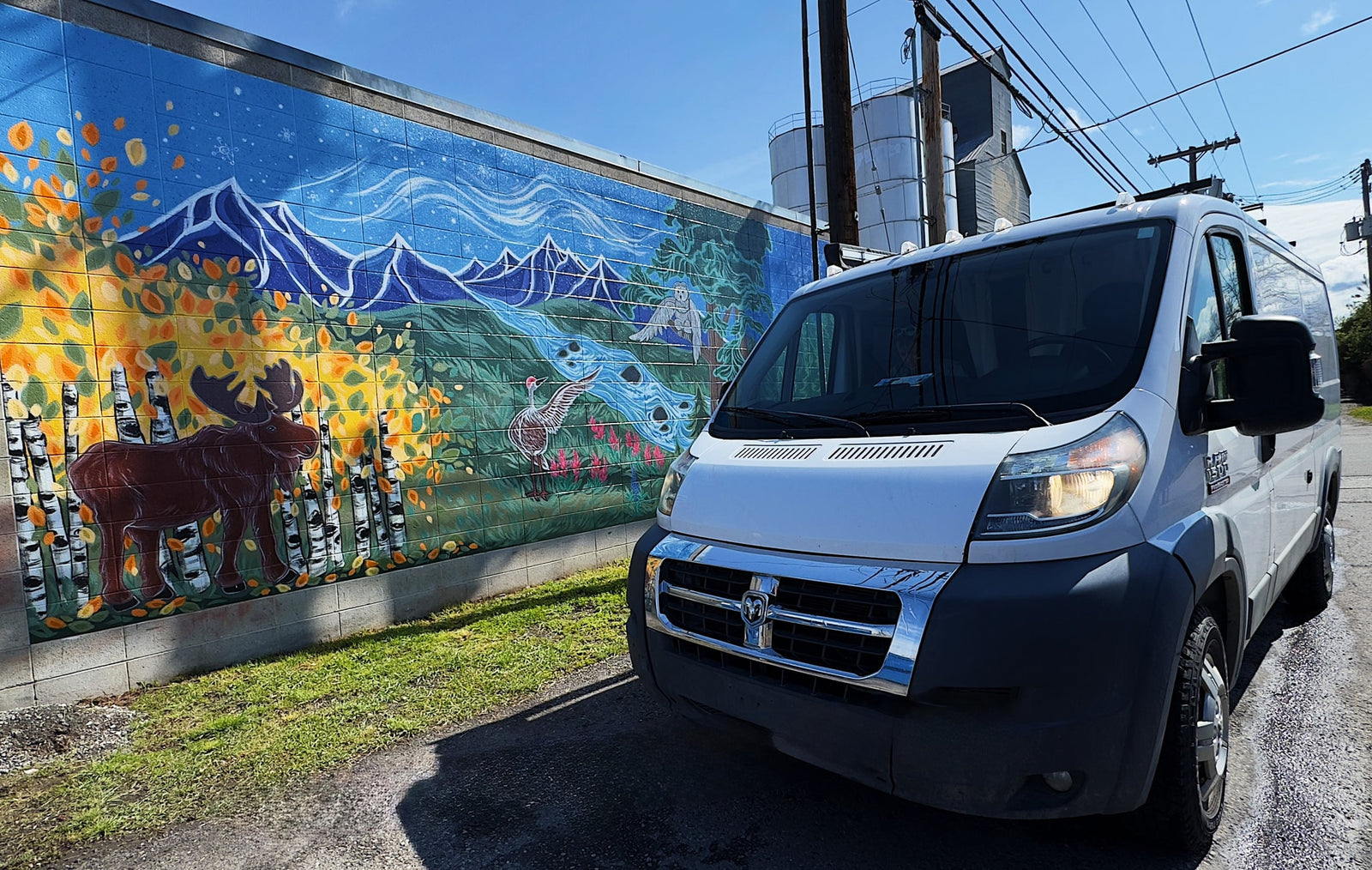 parked on asphalt. Bright sun