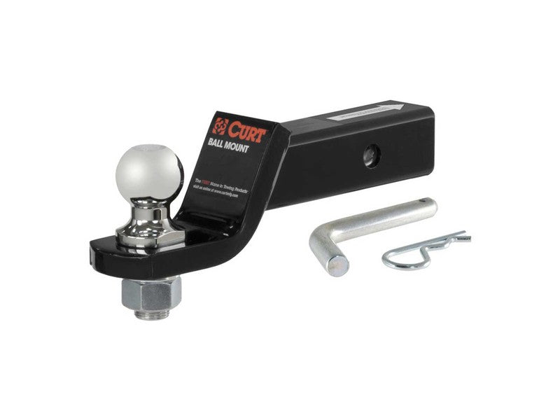 CURT trailer hitch ball mount, ball, pin, & clip for RV rental towing. Essential for safe RV travel.