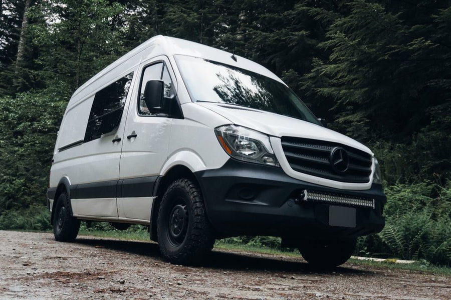 White Mercedes Sprinter rv rental van