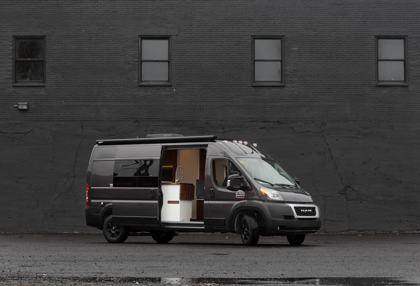 Stylish grey camper van