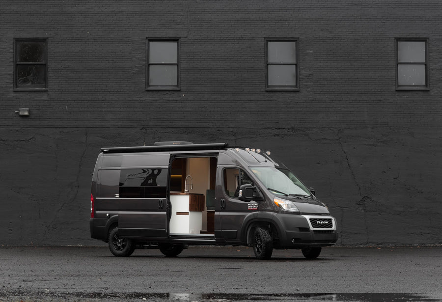 Stylish grey camper van