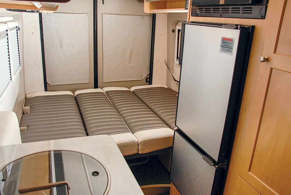 and comfortable two-tone seats.|RV rental floor plan diagram