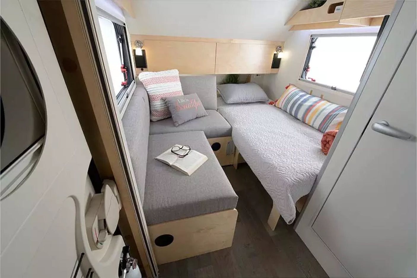 a perfect RV rental for your next adventure.|Rugged tire and black/silver wheel of an RV rental