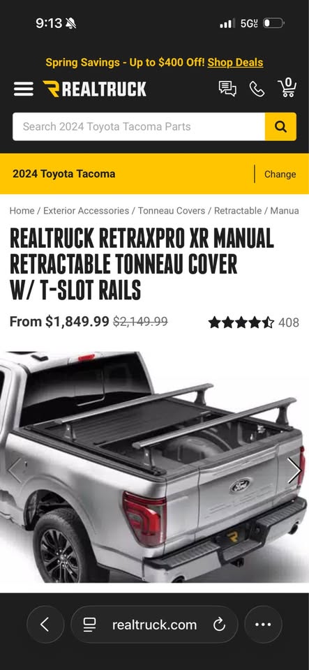 REALTRUCK RETRAXPRO XR MANUAL RETRACTABLE TONNEAU COVER W/ T-SLOT rails / leitner acs forged rack — photo 3