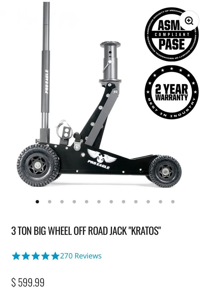 Pro Eagle Kratos 3 ton Big Wheel off road jack with extension and silencer strap in Grand Junction, CO (photo 2) — photo 2
