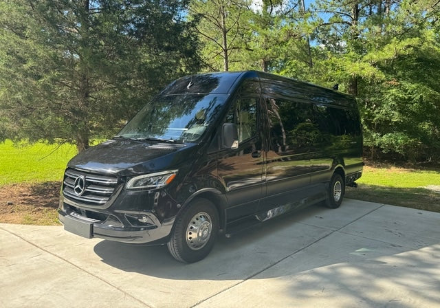 Black Mercedes-Benz Sprinter van