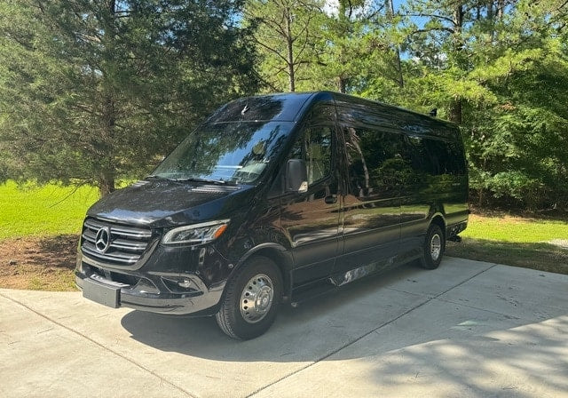 Black Mercedes-Benz Sprinter van