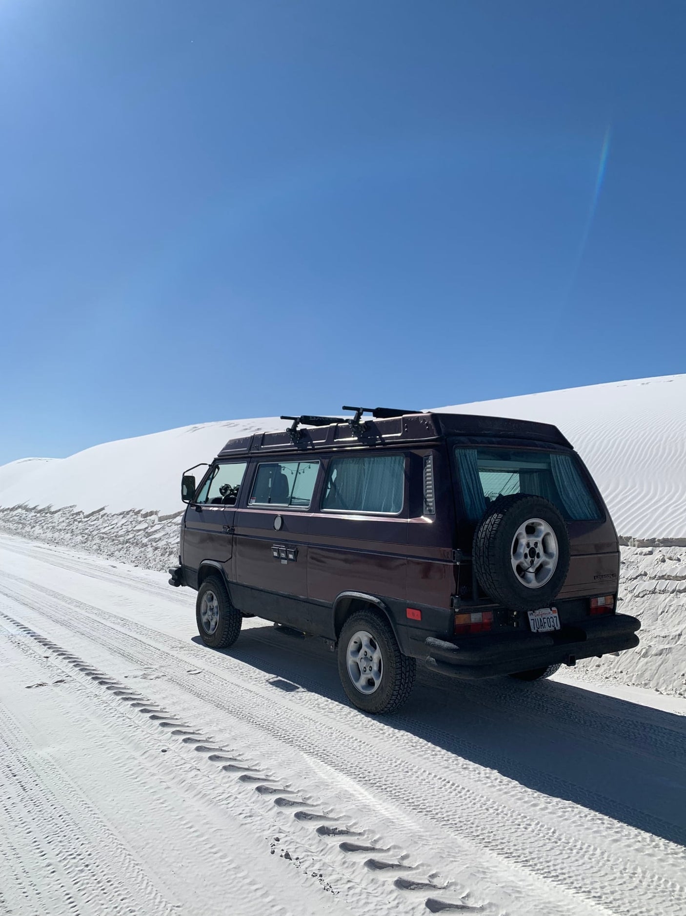 parked in a scenic desert mountain landscape