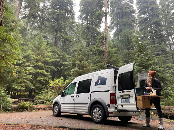 and an inviting lake/forest view for epic road trips.|Inside an RV rental van