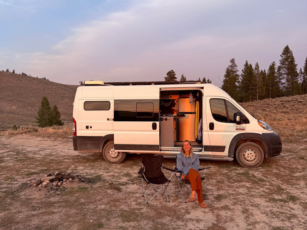and warm string lights overhead.|Inside an RV rental — photo 16