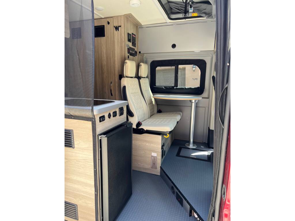 and cream-colored quilted seats