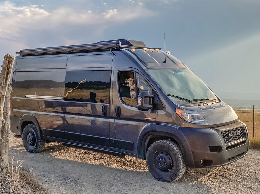 This dark gray campervan RV rental