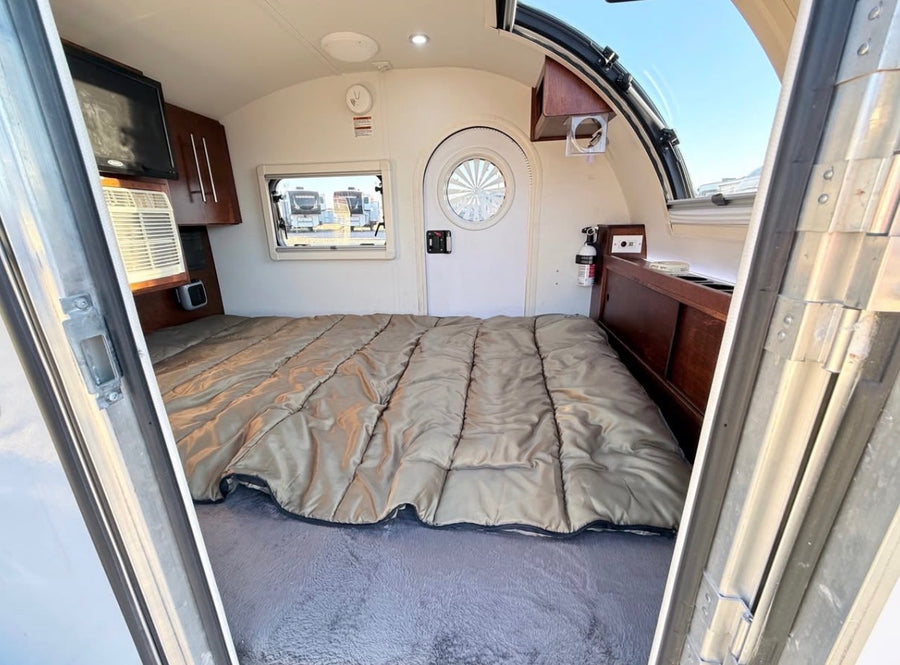 gray teardrop RV rental