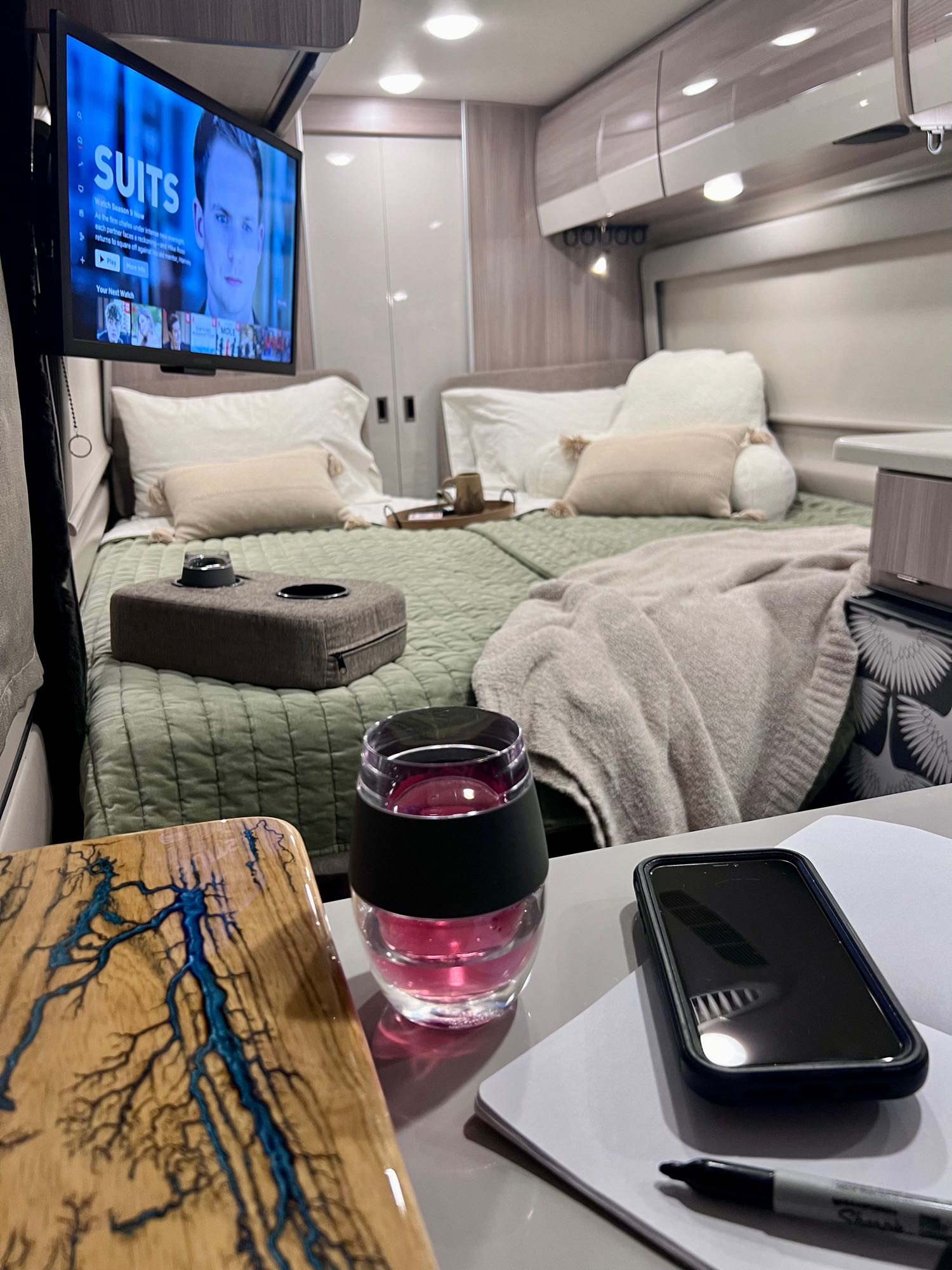 and the cockpit for a comfortable journey.|Explore this RV rental floor plan featuring a wet bath