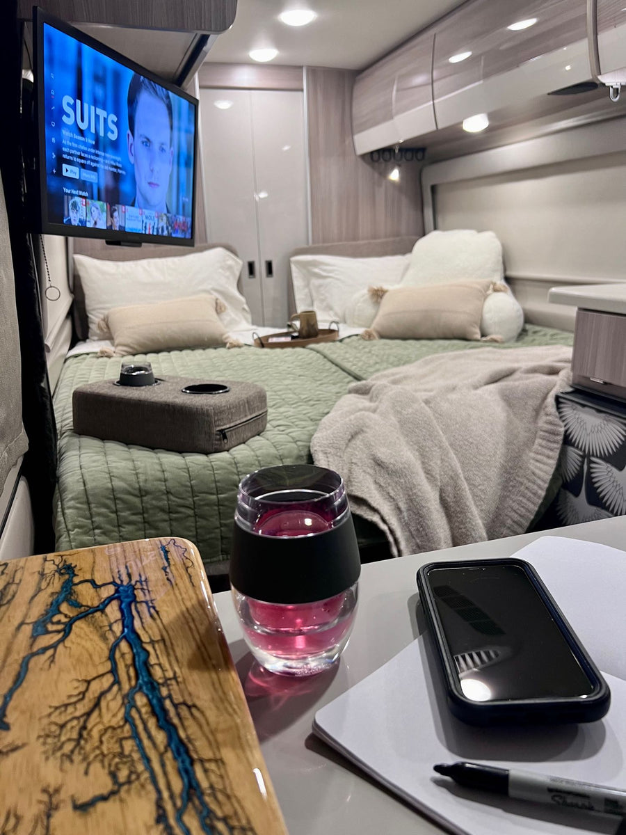 and the cockpit for a comfortable journey.|Explore this RV rental floor plan featuring a wet bath