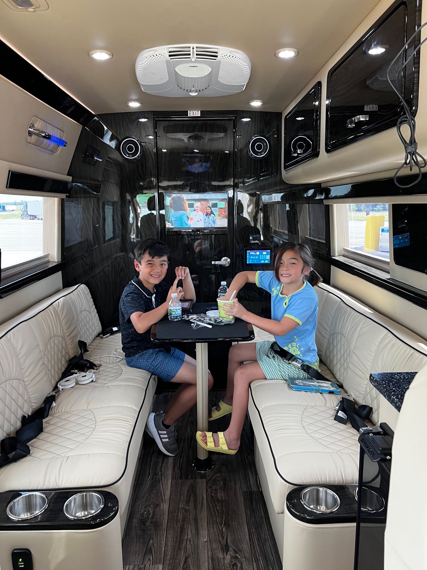 with a spec sheet detailing interior