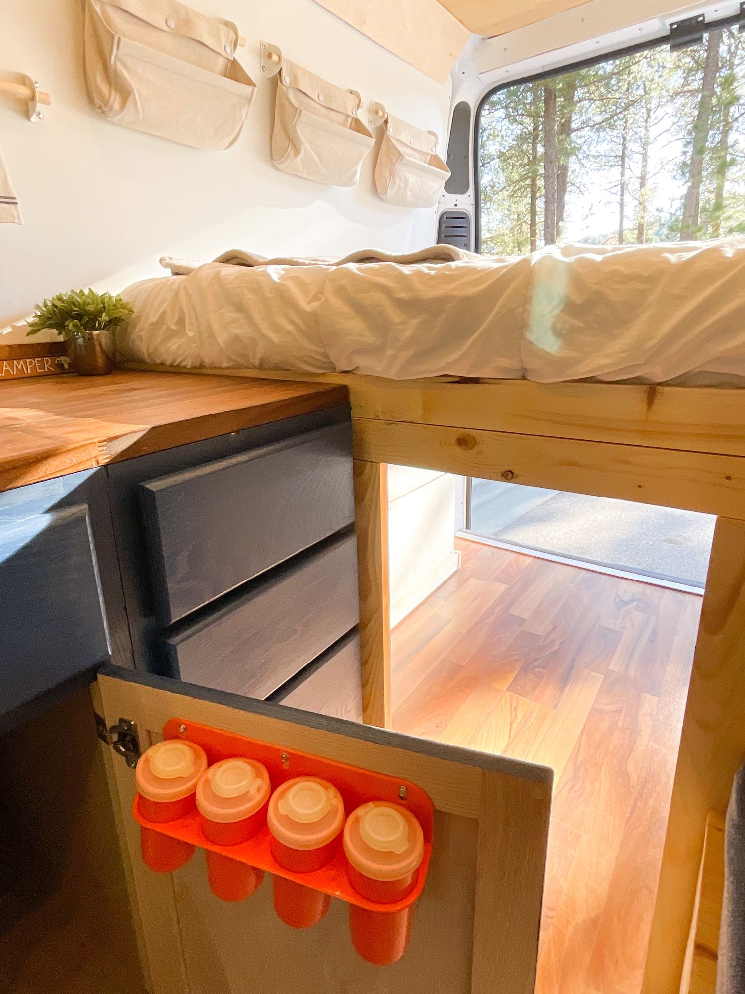 and driver's cabin visible.|Inside this **RV rental**