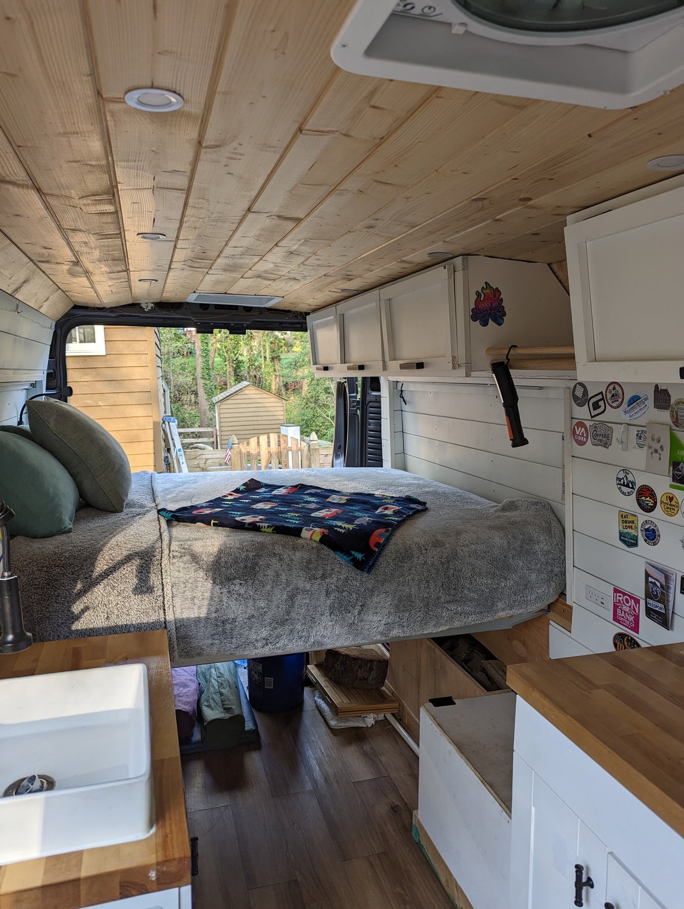 and bright lighting for your travels.|RV rental: Inside a converted van