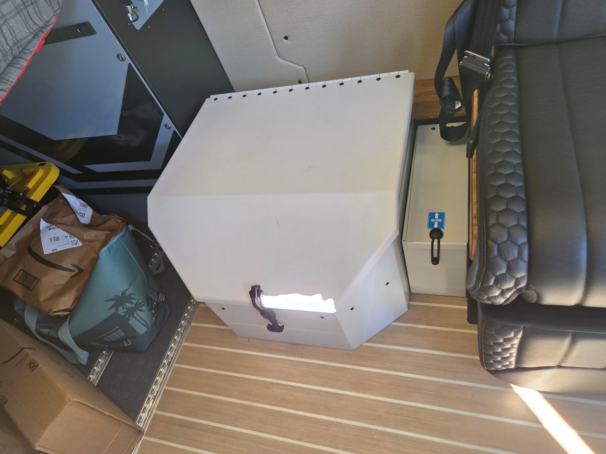 and a ladder.|This custom grey Mercedes Sprinter camper van — photo 6
