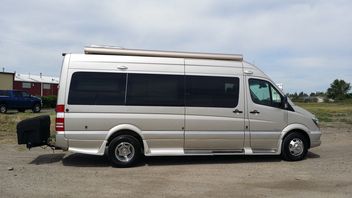 Tan Mercedes Sprinter camper van for rv rental