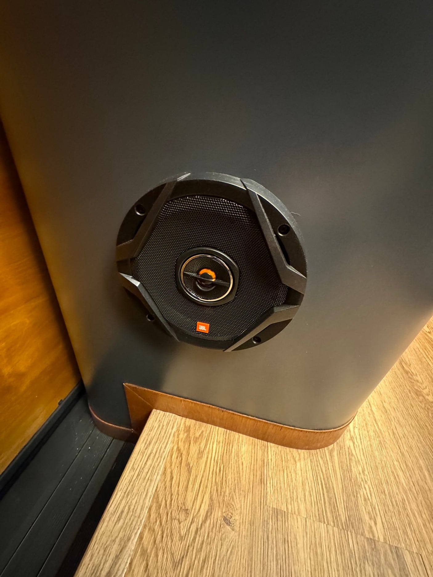 and LED lighting.|Serene RV rental interior: cozy bed