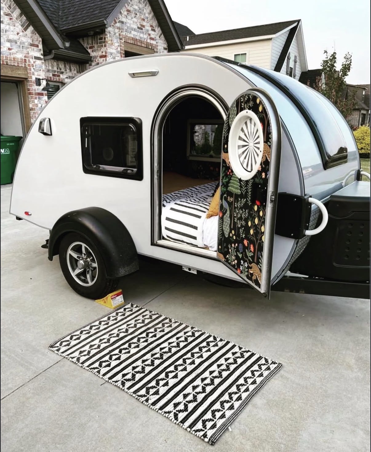 Stylish teardrop RV rental open
