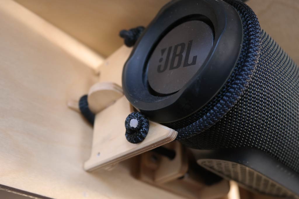 and speaker.|Experience a cozy rv rental! Light wood cabinets