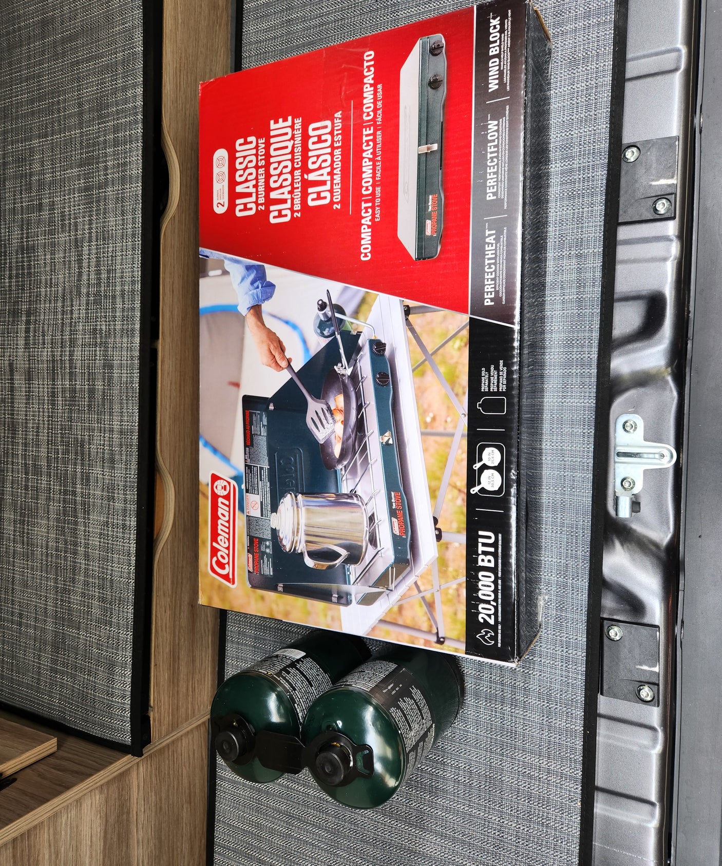 Coleman Classic 2-burner propane stove and fuel, ready for an **rv rental** adventure. Perfect for outdoor cooking!