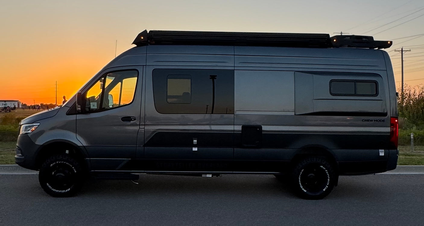 Gray Sprinter van for RV rental