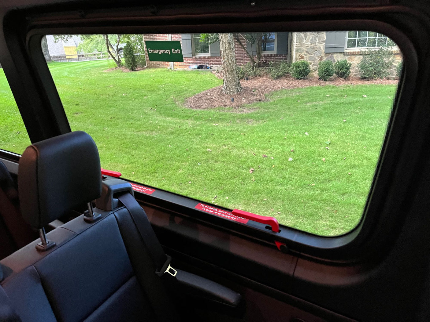 asphalt lot.|Inside an RV rental: dashboard map