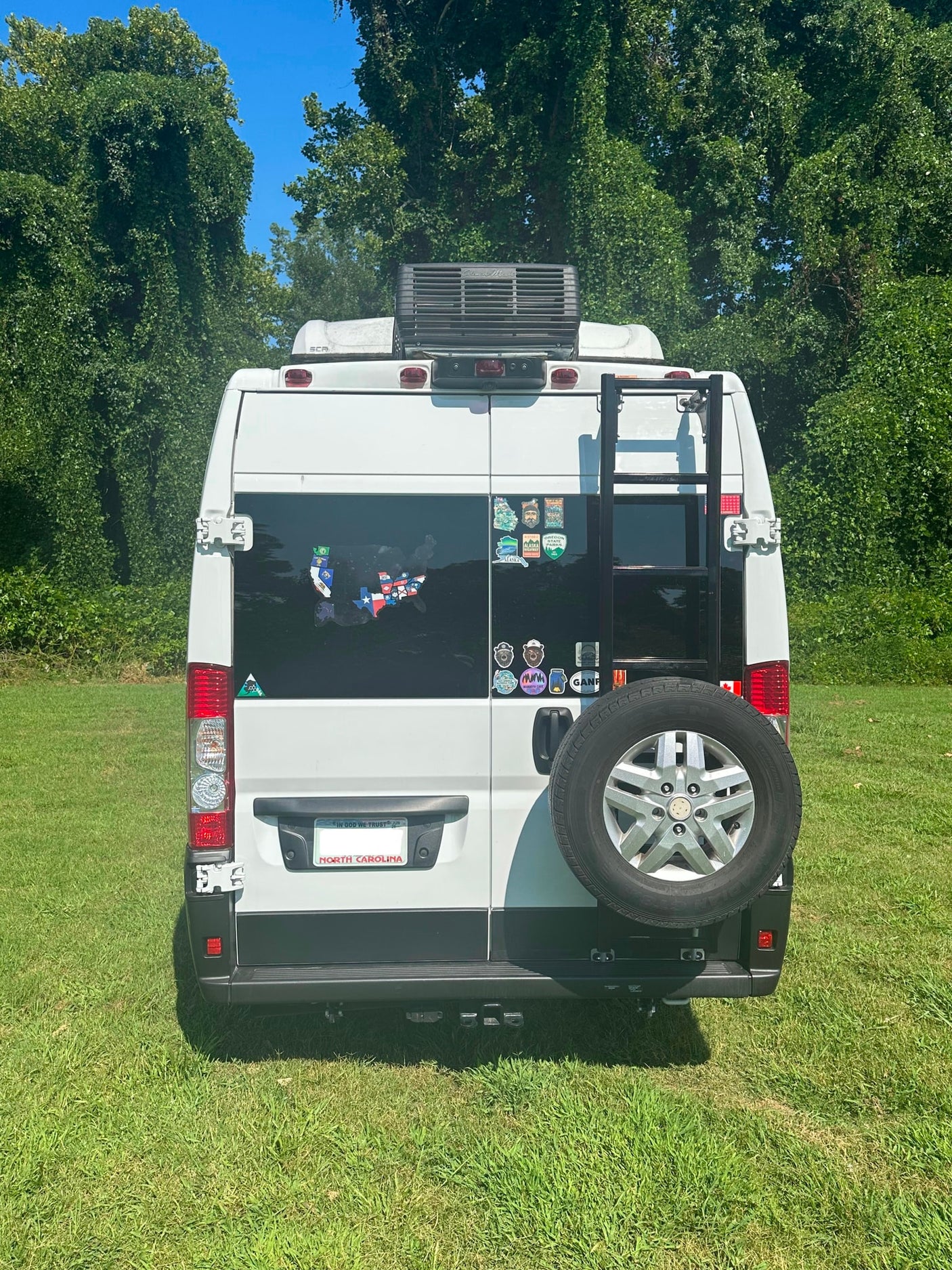 and mirrored door.|Experience comfort in this RV rental's interior: front cabin