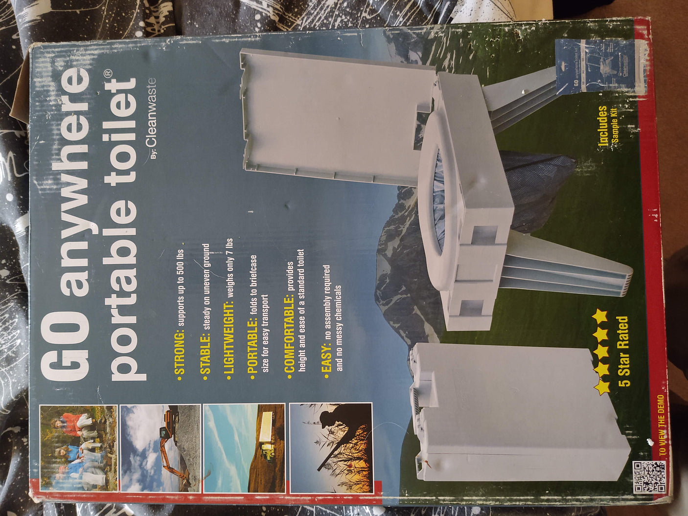Box for a portable toilet, ideal for camping or an RV rental adventure, offering strong, stable, and easy outdoor sanitation.
