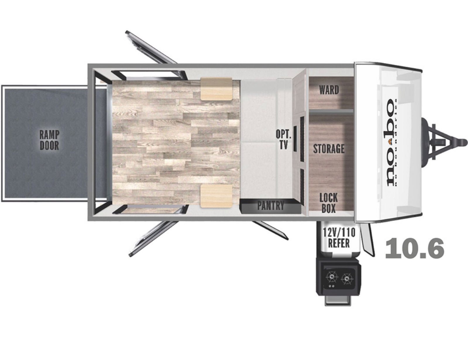 and paper towel holder for easy camping meals.|RV rental interior from rear