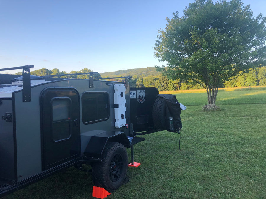 perfect for camping.|Camping trailer setup featuring a Hiker Trailer
