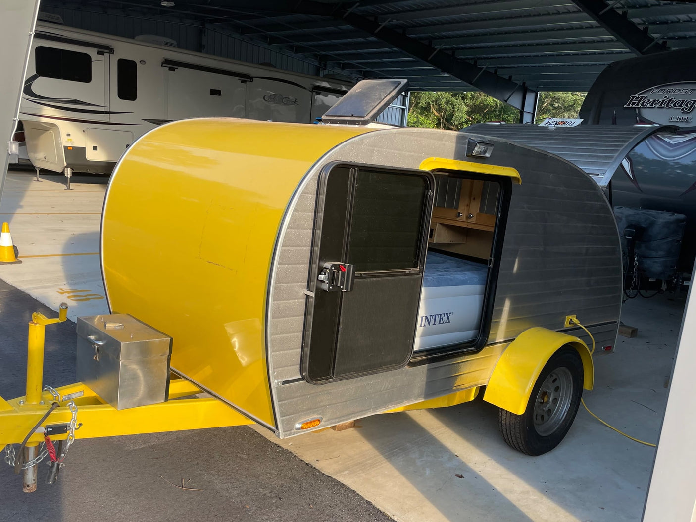 ready for travel.|RV rental kitchen cabinet