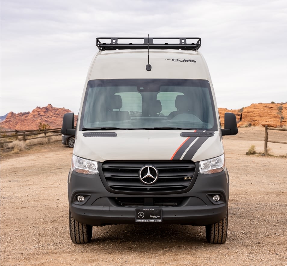 Front view of a Mercedes-Benz Sprinter RV rental van — photo 1