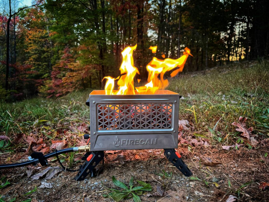 and LED lighting for cozy adventures.|Warm up your RV rental trip with a portable FIRECAN gas fire pit