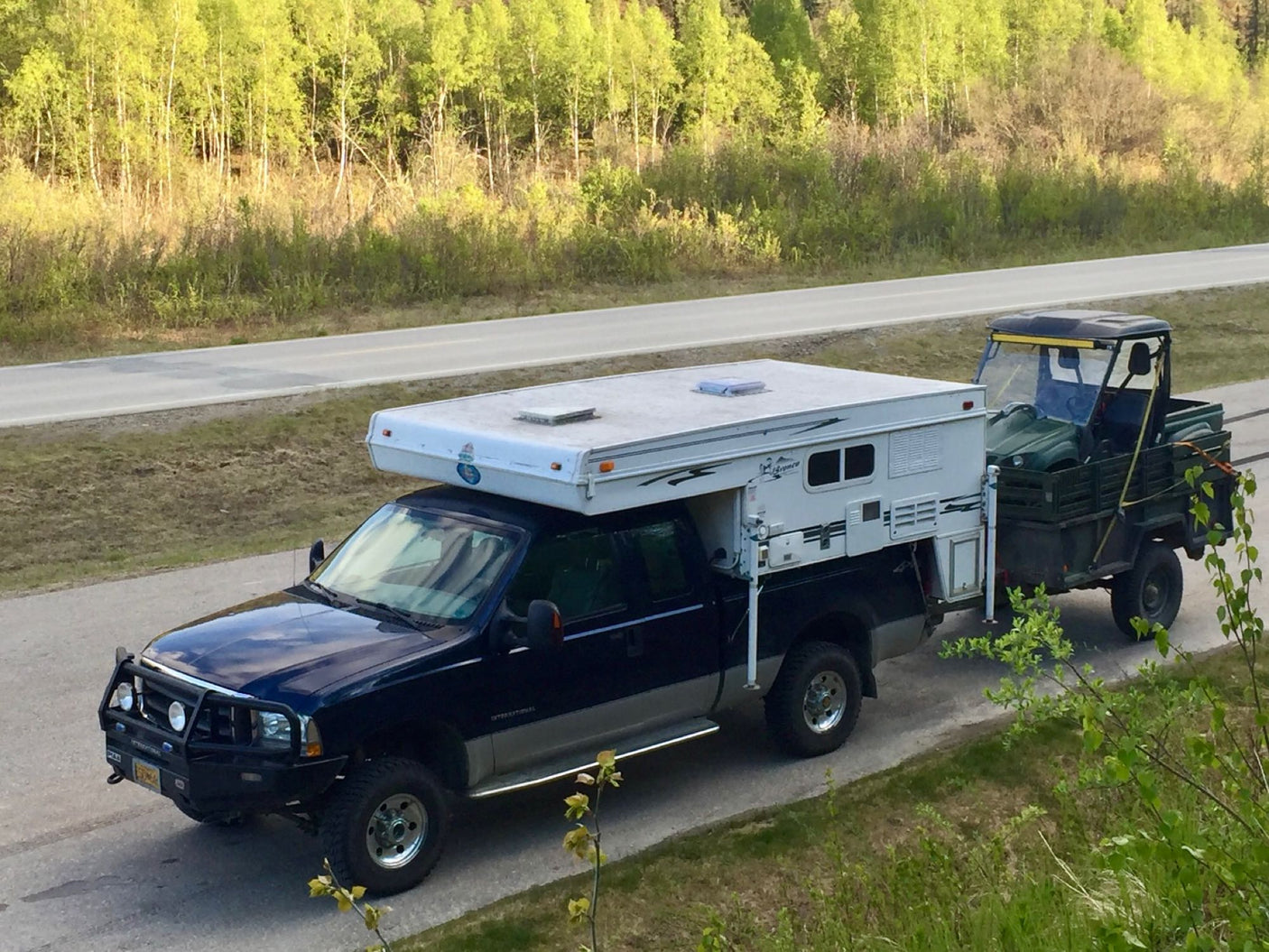 a white truck camper