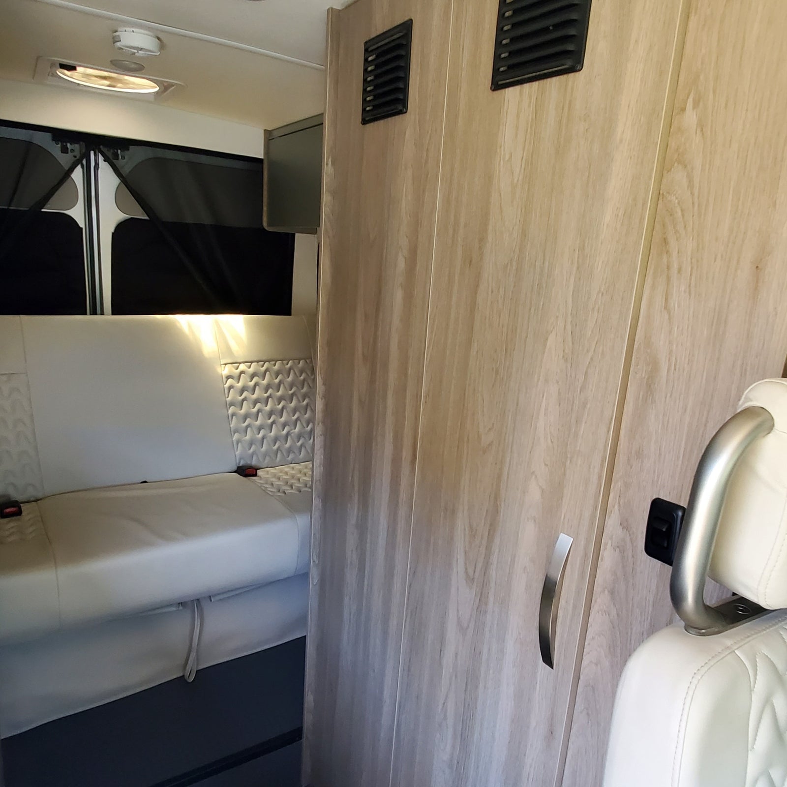 ready for adventure.|This RV rental features a bright interior with a compact kitchenette