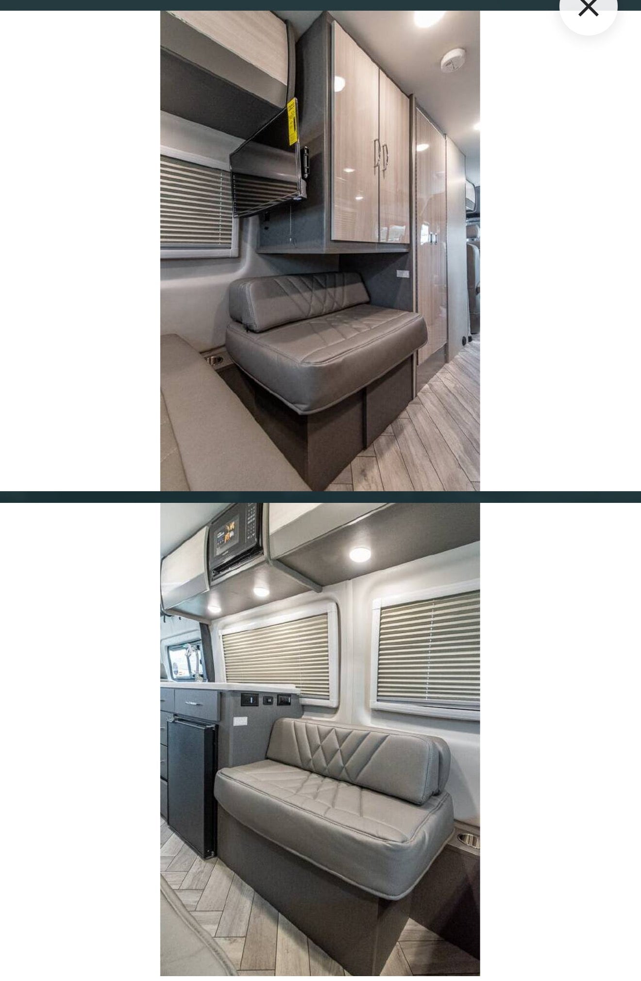 all-in-one design for small spaces.|Inside a modern rv rental: two passenger seats — photo 7