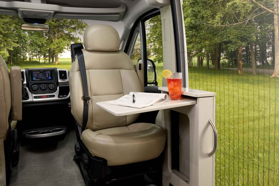ready for outdoor adventures.|This Thor Sequence RV rental features a rear spare tire