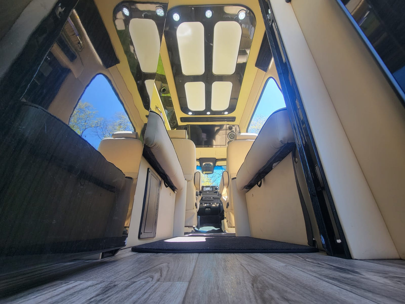 featuring cream quilted seats