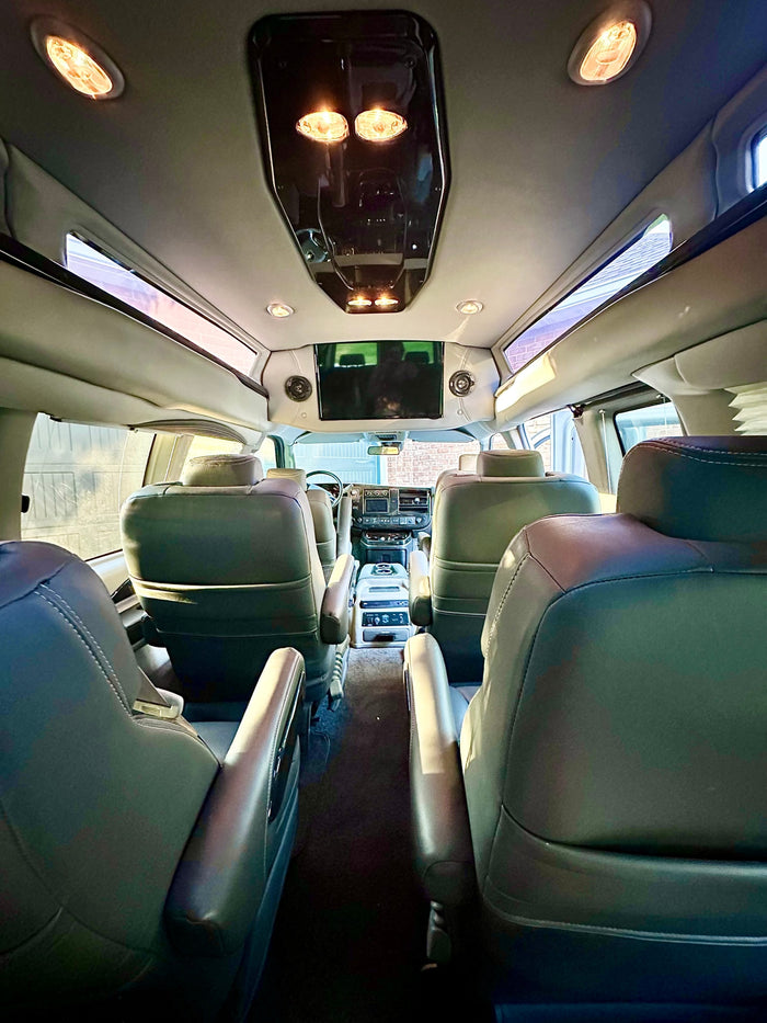 featuring plush gray leather seats