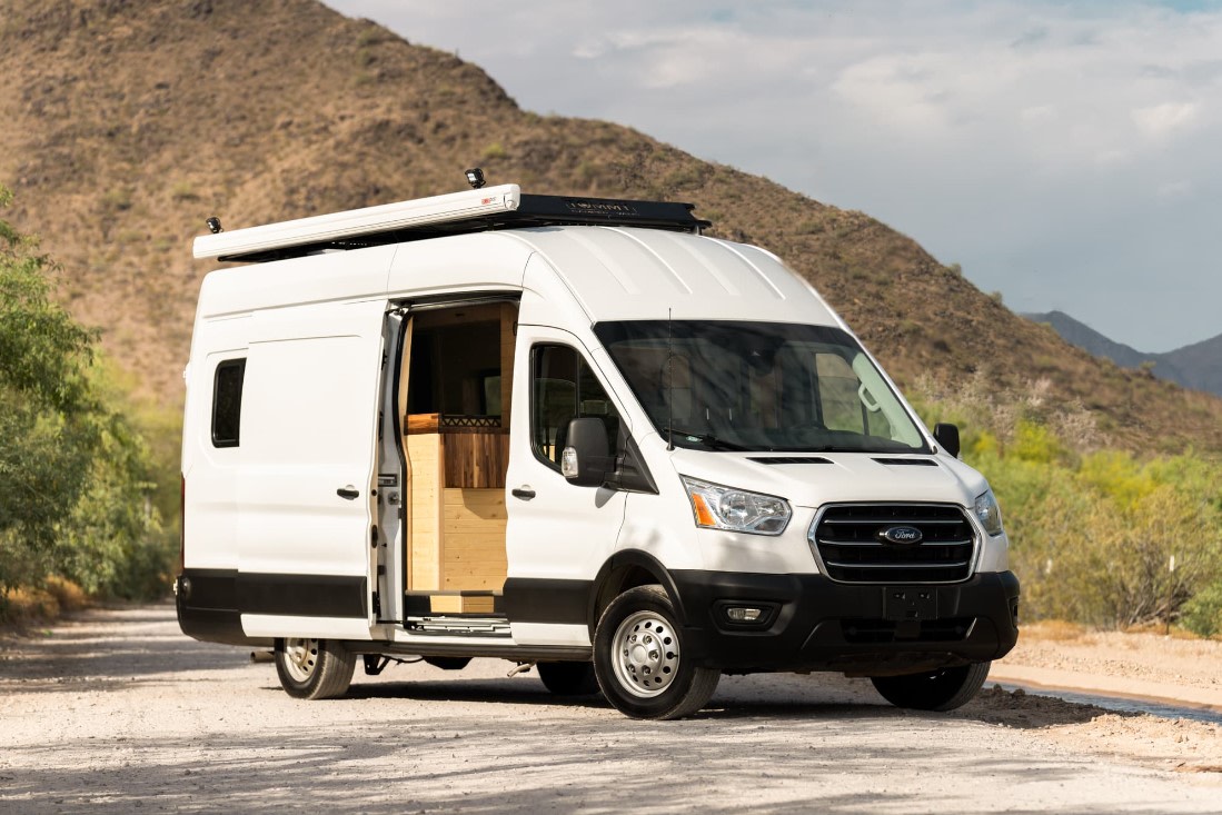 White Ford Transit camper van