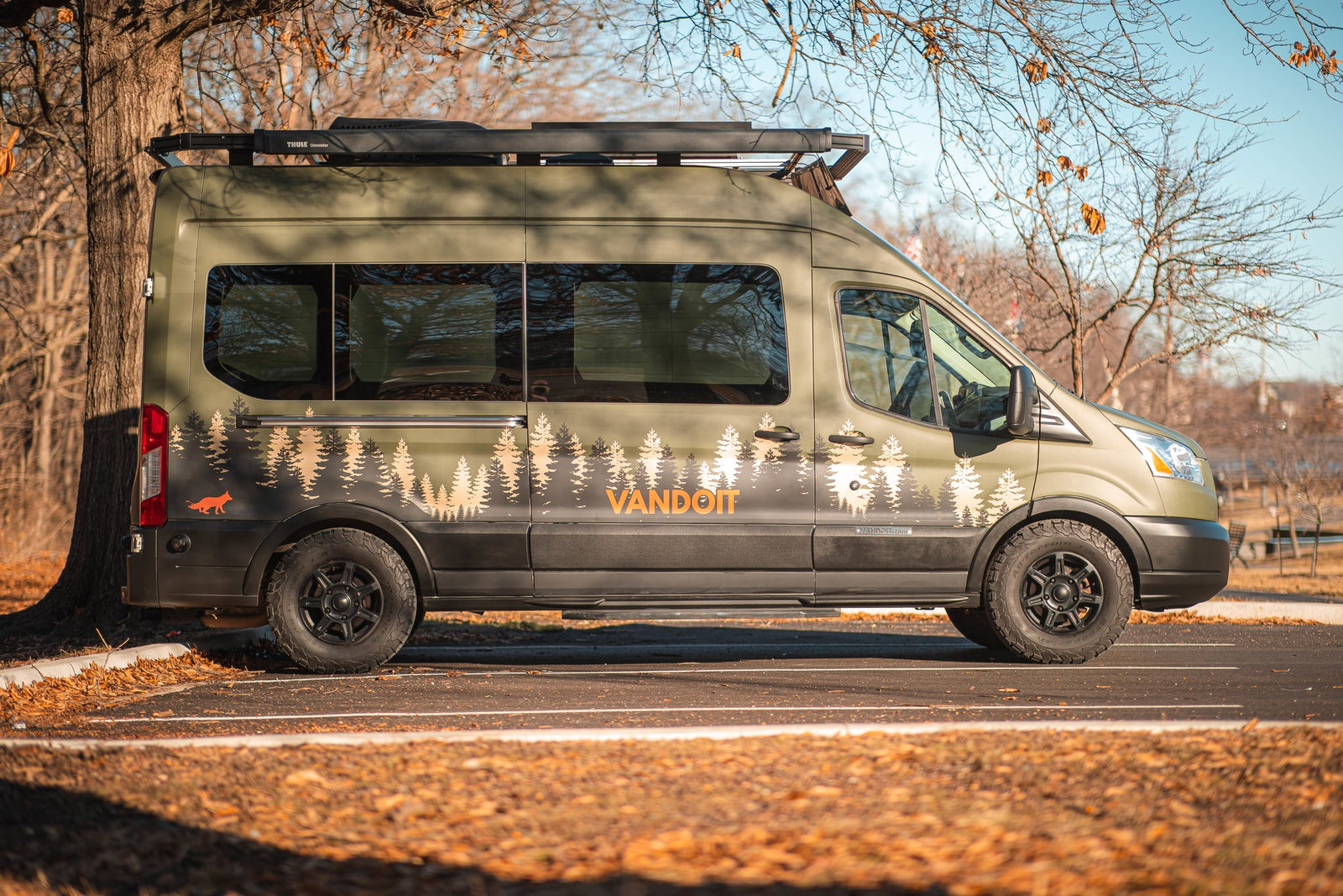 Olive green Vandoit custom RV rental