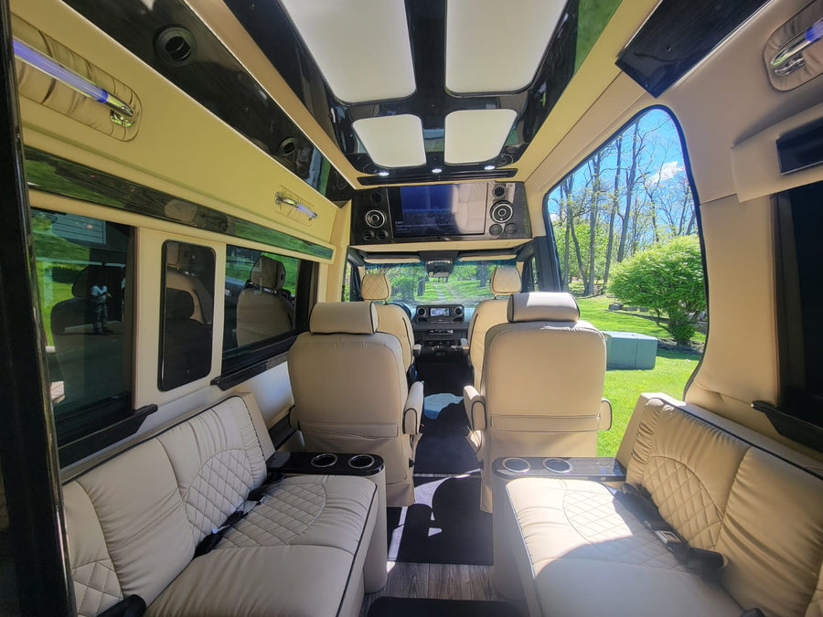 Experience comfort: plush interior of a custom RV rental
