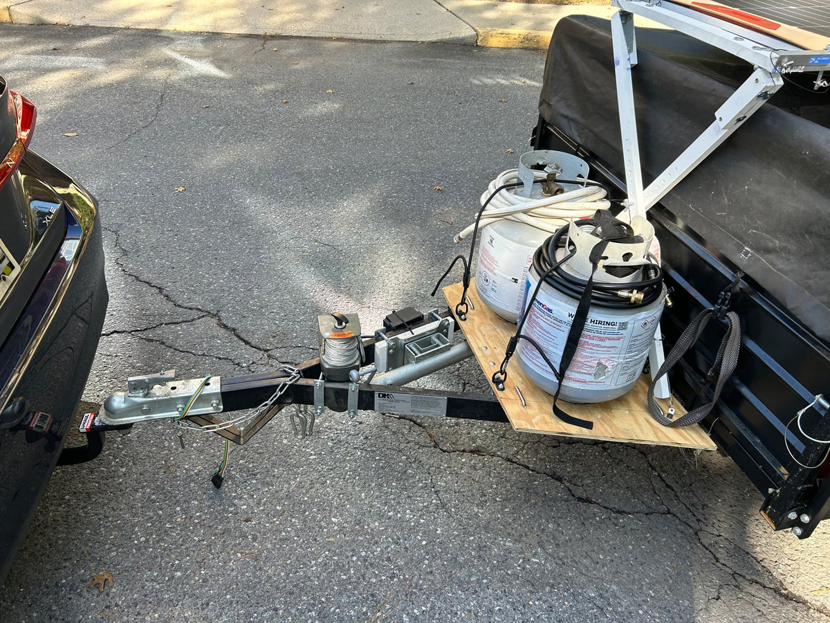 parked outside. A unique RV rental alternative for outdoor trips.|Car attached to a trailer hitch — photo 2