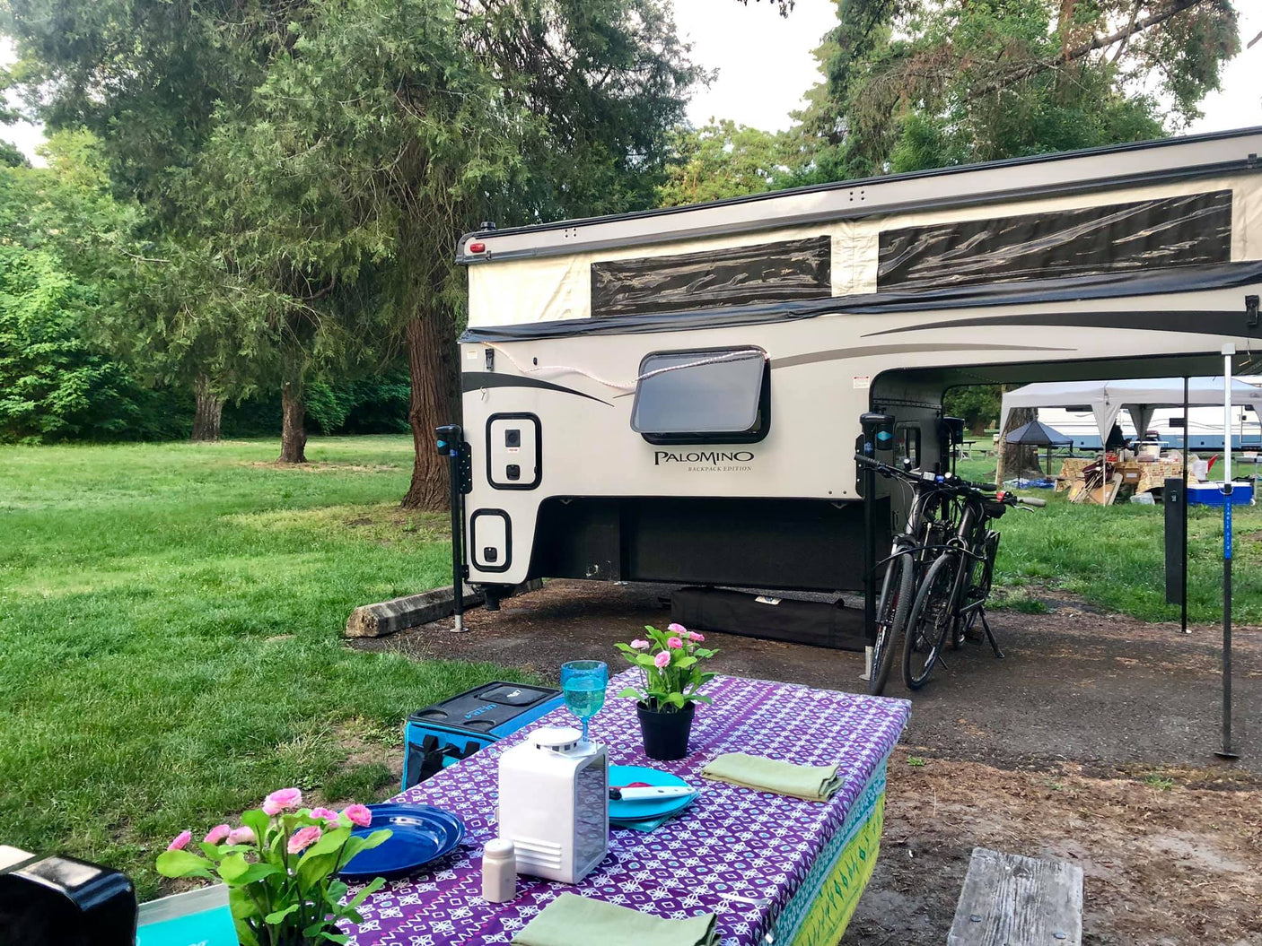 RV rental campsite: A pop-up camper